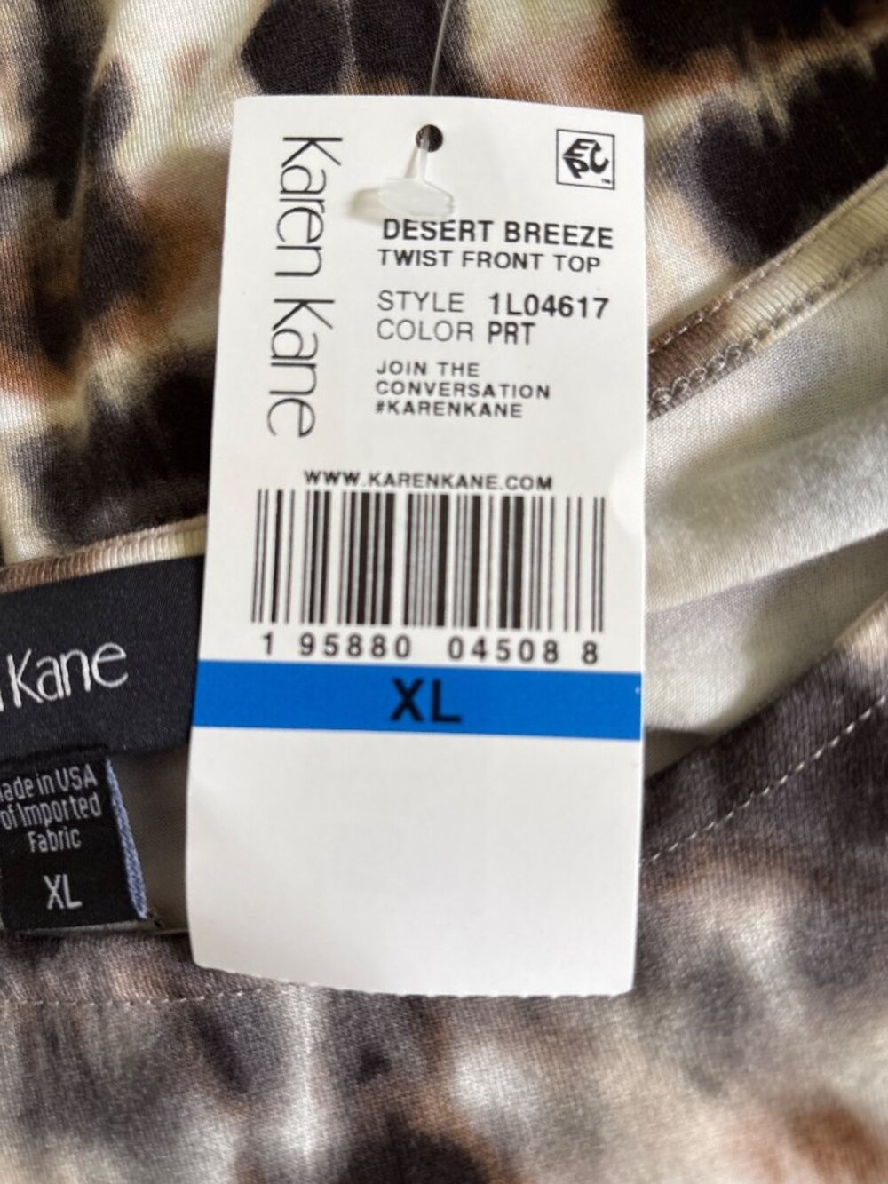 Karen Kane NWT Women's Twist-Front Tie-Dye Print Top Size XL - Picture 9 of 11